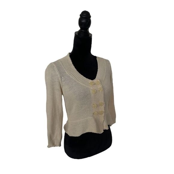 Anthropologie Knitted & Knotted Cottagecore Knit Top in Cream Medium - Picture 4 of 14